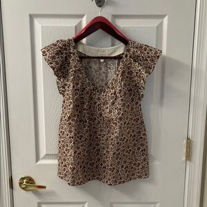 A.P.C. Floral Ruffle Sleeve Blouse - Brown